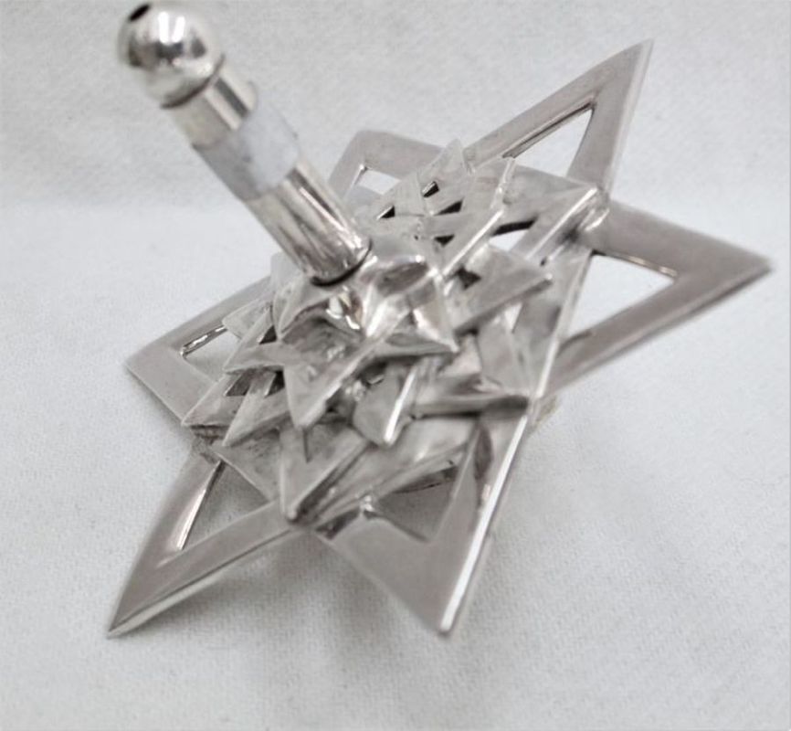 Dreidel Five David Stars is five layers of David stars handmade by S. Ghatan (Katan) Unique & original design 6.5 cm X 5.5 cm X 5.3 cm.
