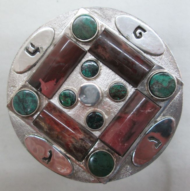Chanukah Dreidel Silver Hammered - Image 4