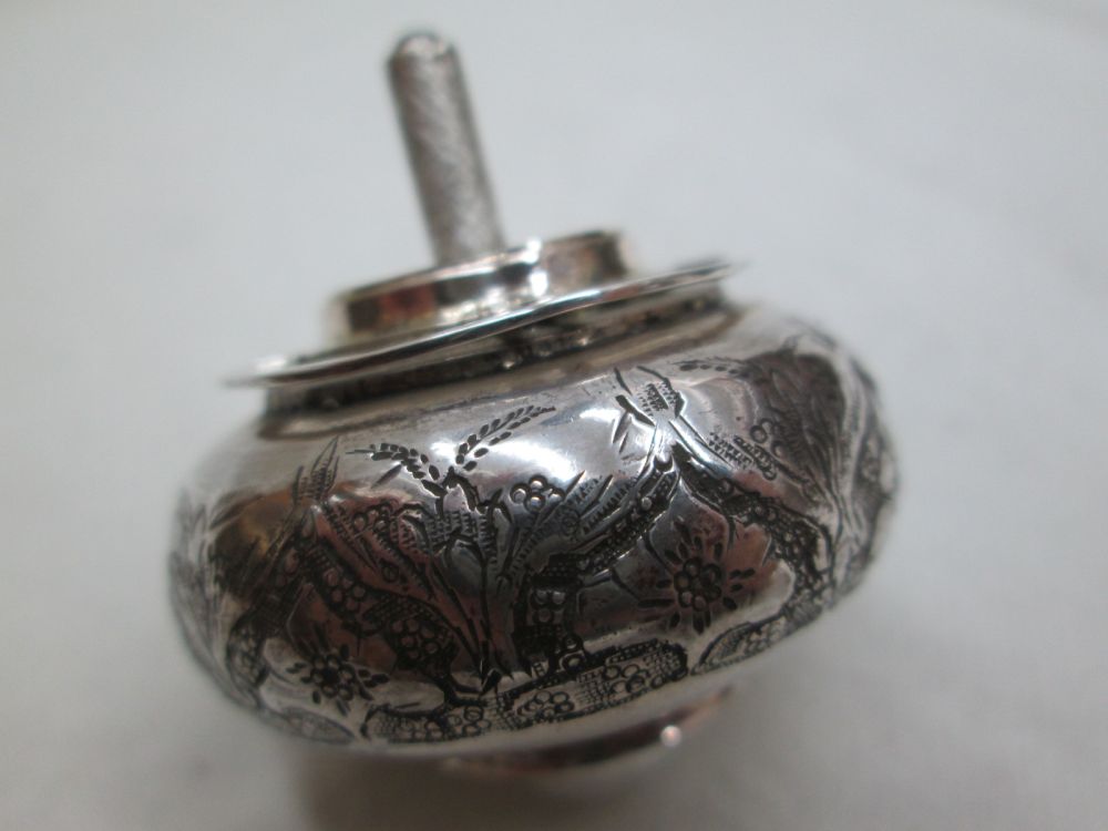 Hanukah Dreidel Silver Hammered - Image 3