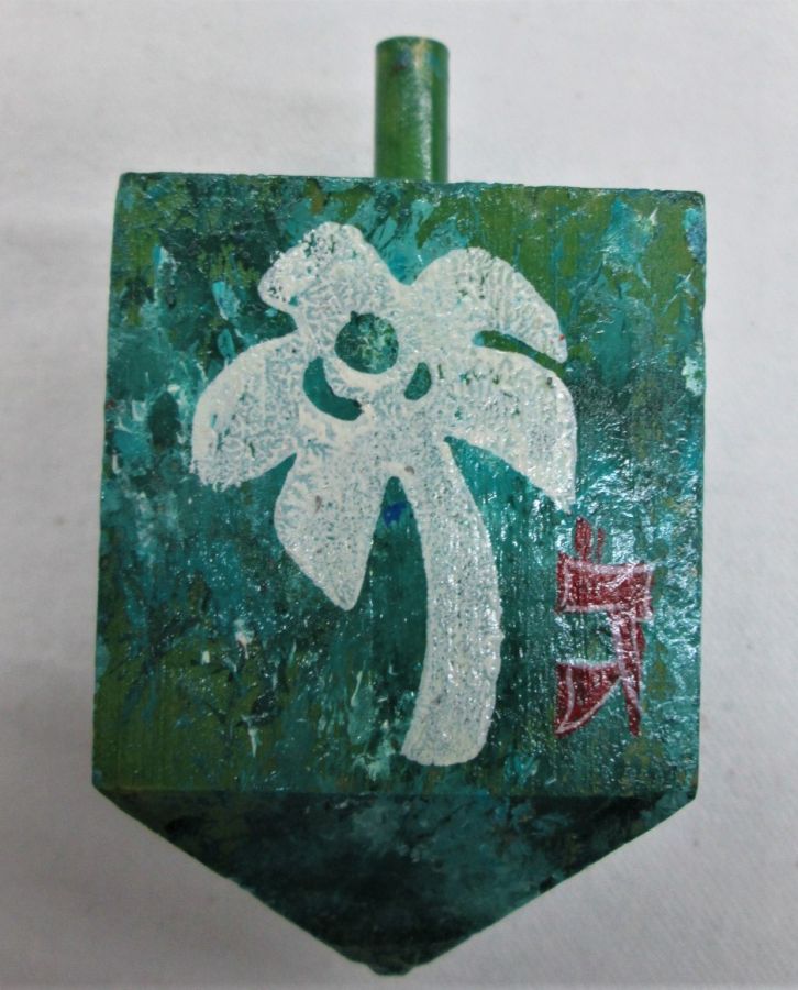 Hanukah Dreidel Painted Wood - Image 4