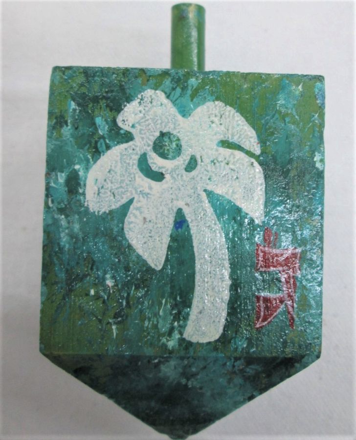 Hanukah Dreidel Painted Wood - Image 3