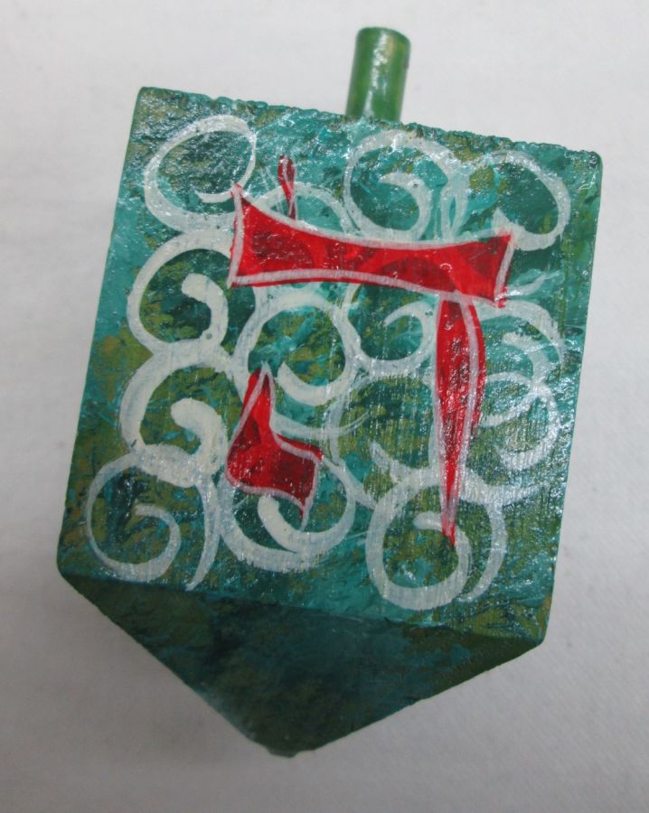 Hanukah Dreidel Painted Wood - Image 5