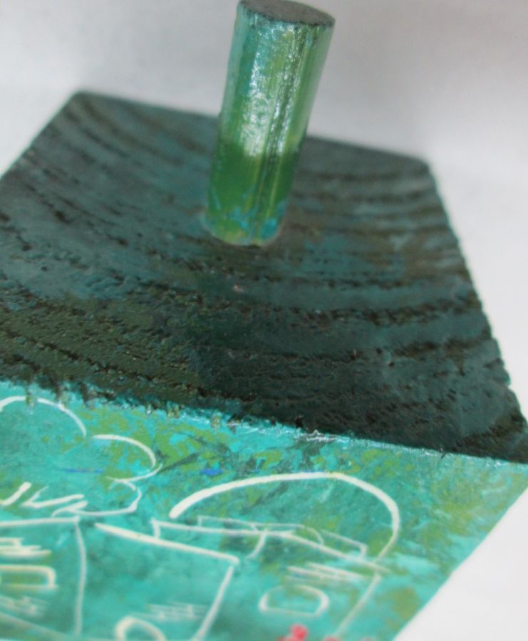 Hanukah Dreidel Painted Wood - Image 8