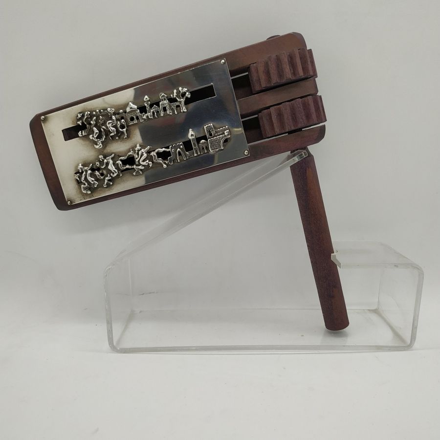 Purim Grogger Wood Silver - Image 2
