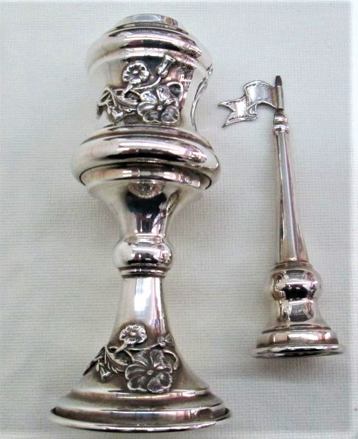 Handmade Havdalah spice box tower sterling silver Bessamim box Lily flower design .Dimension diameter 5.4 cm X 21.8 cm approximately.
