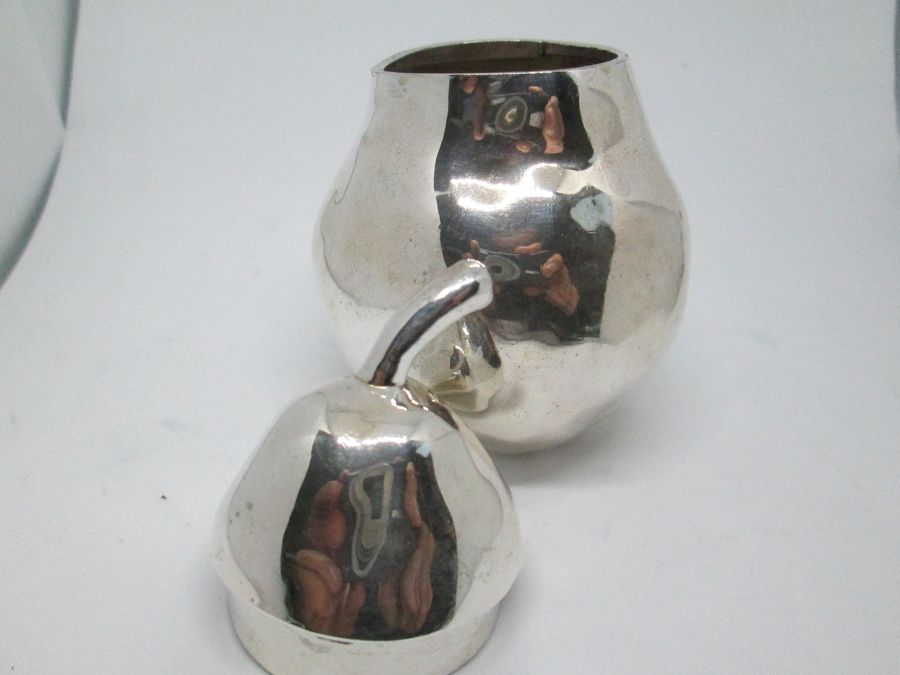Havdalah spice box pear shape sterling silver pear shape handmade by S. Ghatan ( Katan ) .Dimension 9.4 cm X diameter 6 cm approximately.