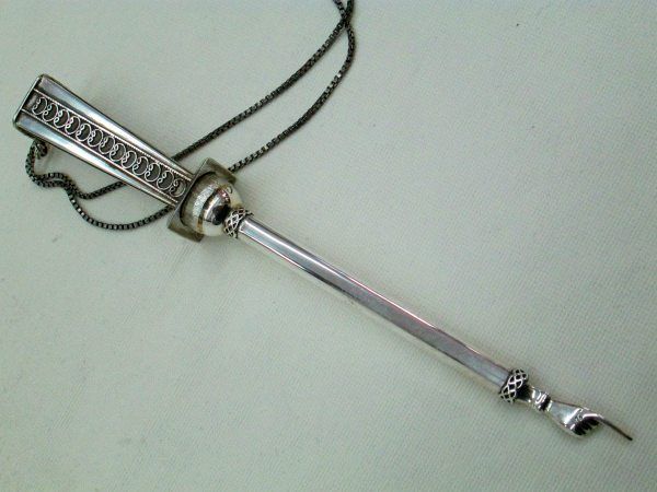 Sterling Silver Torah Yad Pointer Agate - Image 2