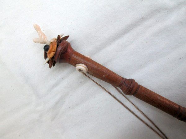 Wood Torah Yad Pointer Ivory Dove hand carved by Y.Brauda handmade carved natural Torah Yad pointer classic design. A sterling silver chain is joined to it.