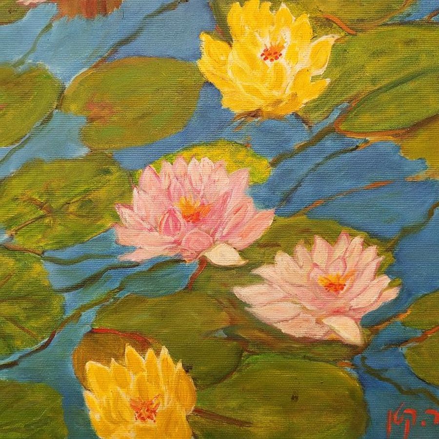 Yellow Flowers Oil Painting - Image 4