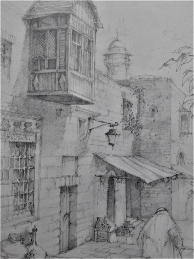 Muslim Quarter Alley Drawing - Image 3