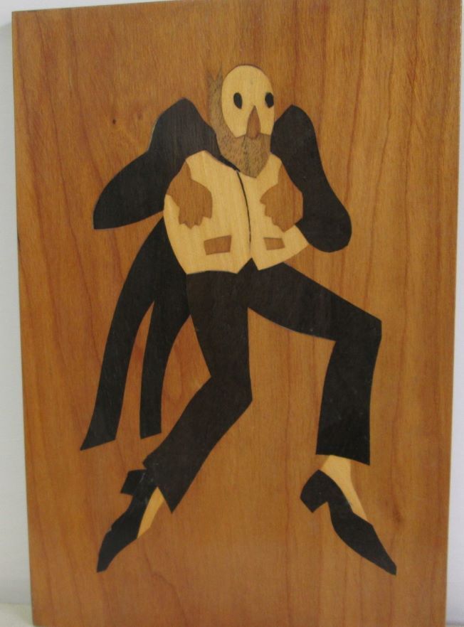 Wood Paintings Tuxedo Man in wood paint by thin layers of different kinds and colors of natural woods. A man wearing tuxedo.