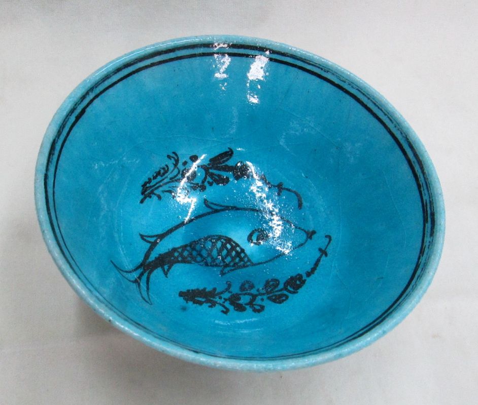 Glazed Ceramic Blue Bowl - Image 3