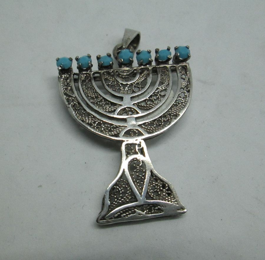 Pendant Yemenite Filigree Menorah - Image 2