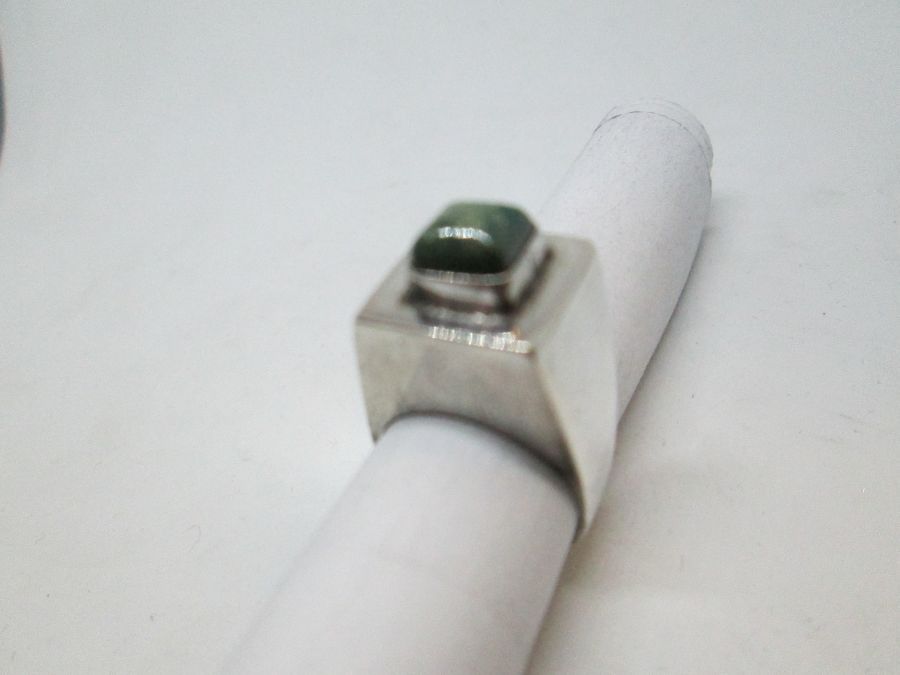 Handmade sterling silver square Elat stone ring contemporary style ring set with Elat stone. Dimension 1.3 cm X 1.3 ring size 50.