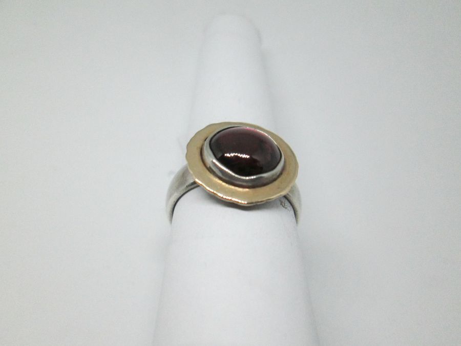 Silver Round Garnet Ring - Image 3