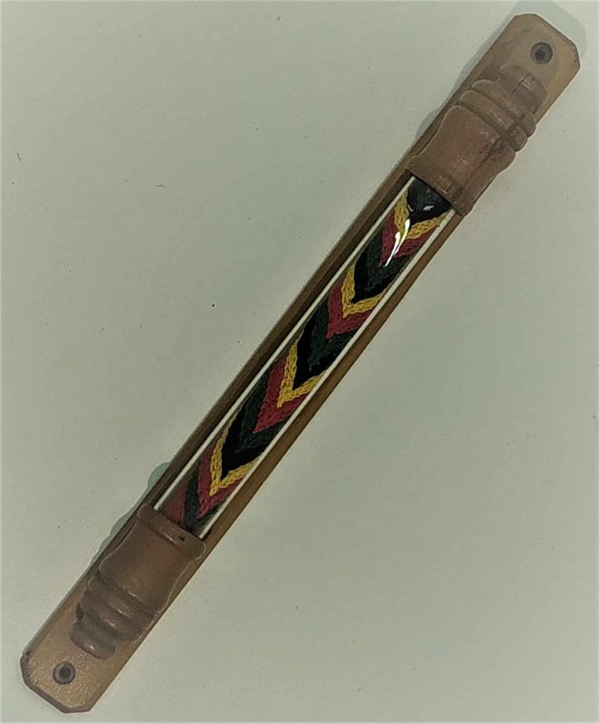 Mezuzah Wood Ethiopian Embroidery Green - Image 3
