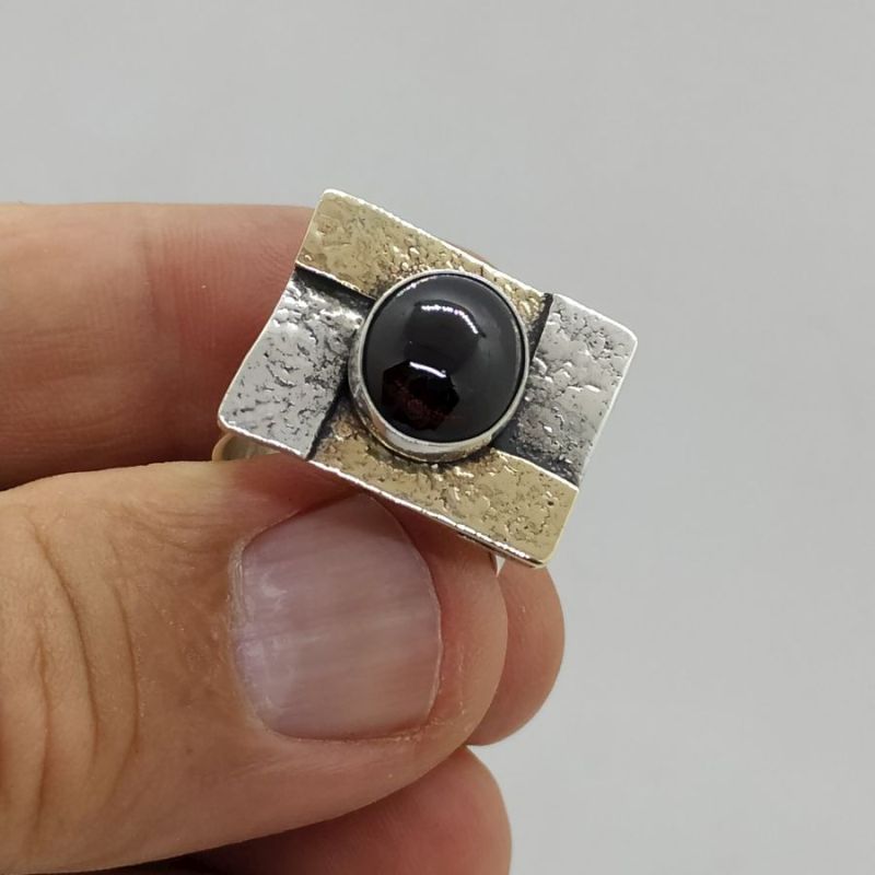 Silver Gold Garnet Ring - Image 6