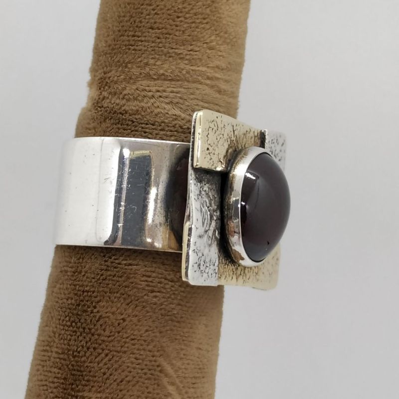 Silver Gold Garnet Ring - Image 11
