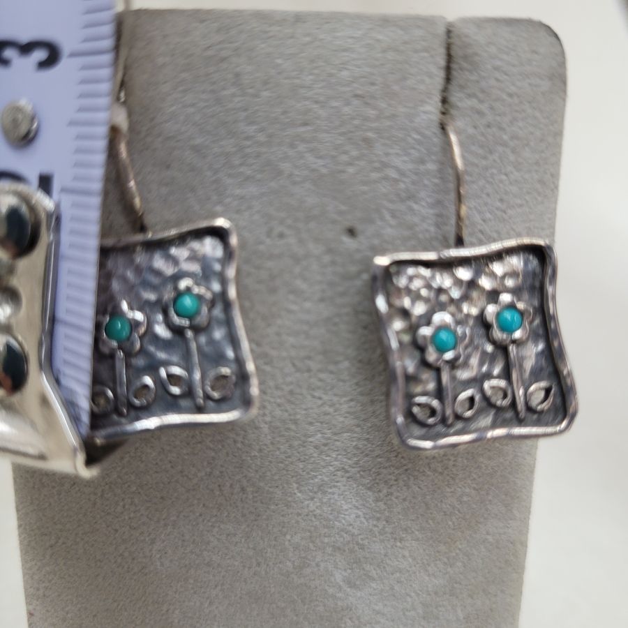 Earrings four Turquoises flowers - Image 5