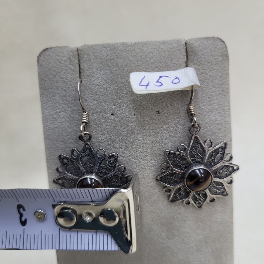 Filigree tiger eyes earrings - Image 5