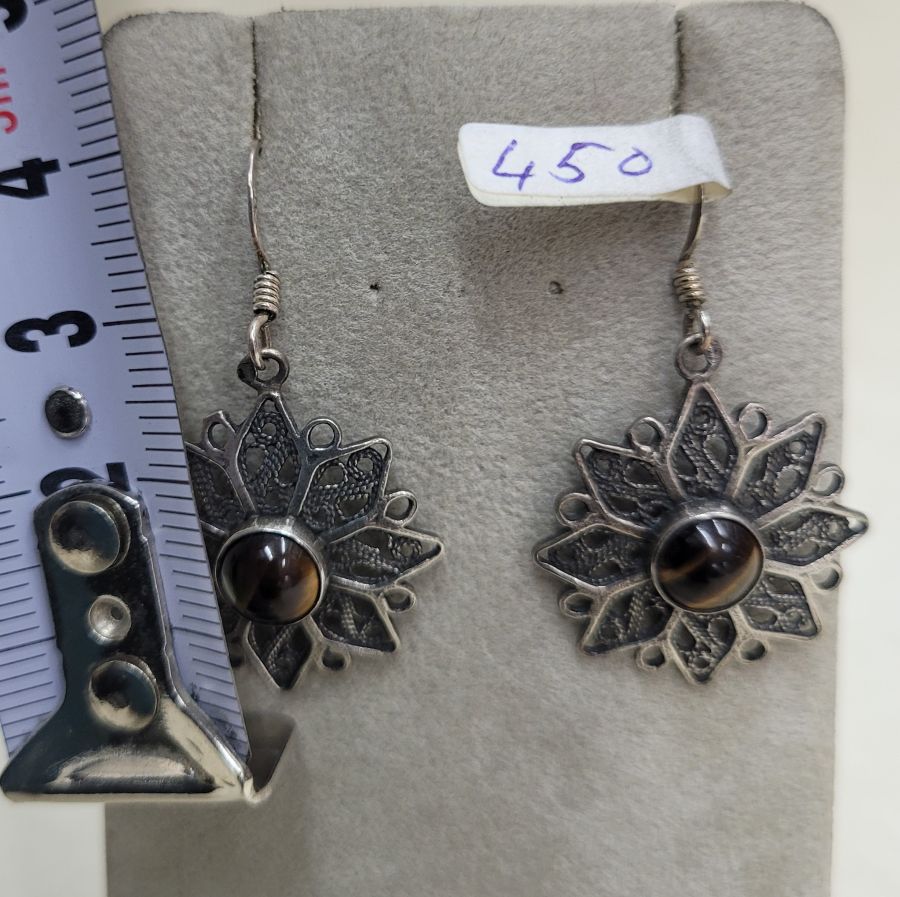 Filigree tiger eyes earrings - Image 6