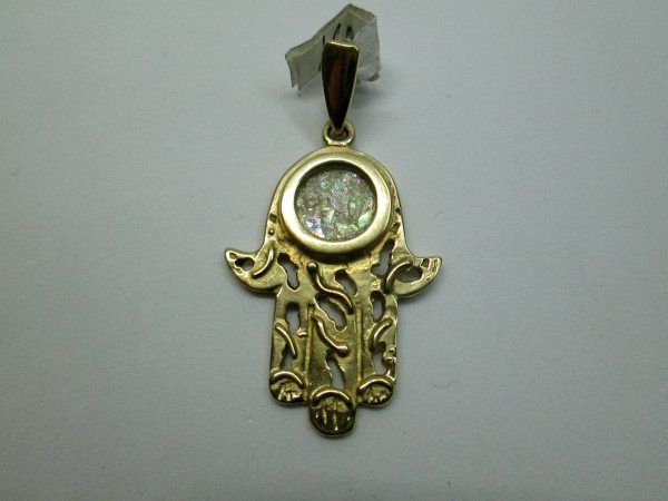 Chamsa Pendant Roman Glass - Image 2