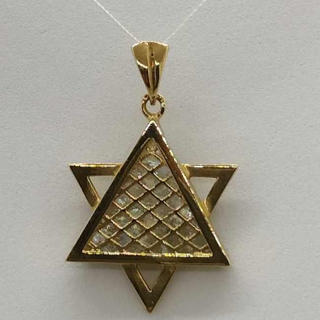 Gold MagenDavid Pendant RomanGlass - Image 5