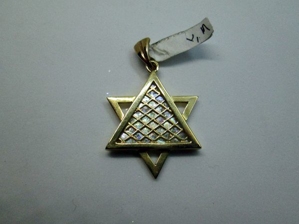 Gold MagenDavid Pendant RomanGlass - Image 2
