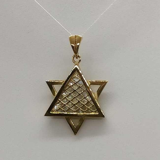 Gold MagenDavid Pendant RomanGlass - Image 7