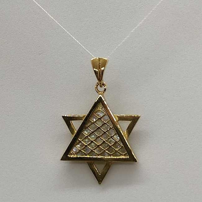 Gold MagenDavid Pendant RomanGlass - Image 8