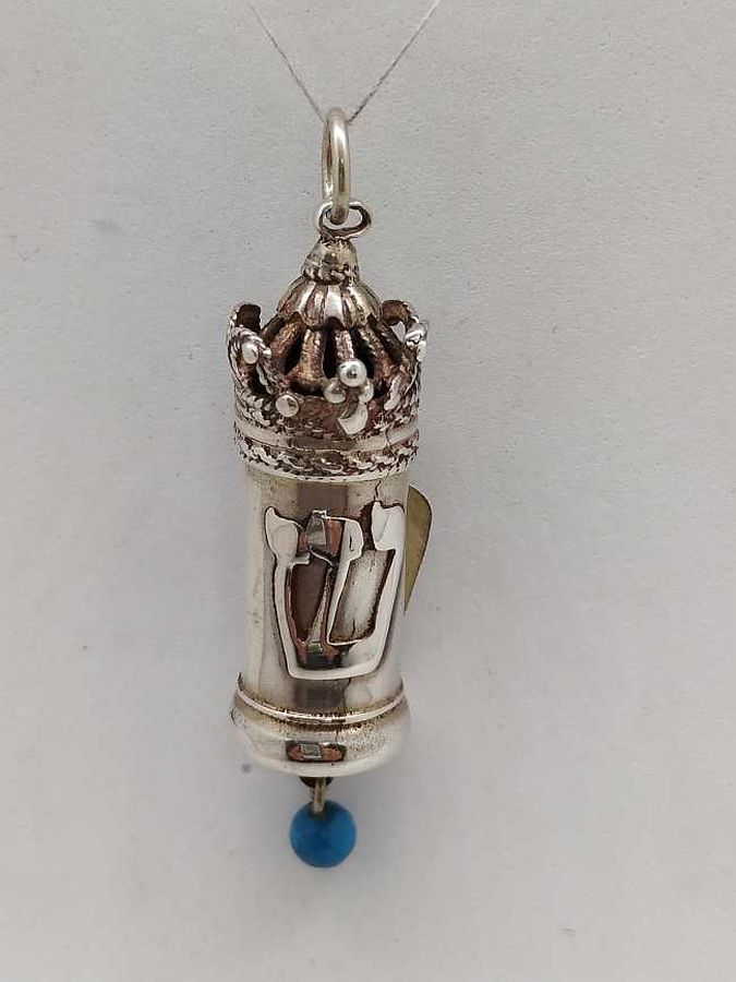 Mezuzah Pendant Turquoise Bead - Image 3
