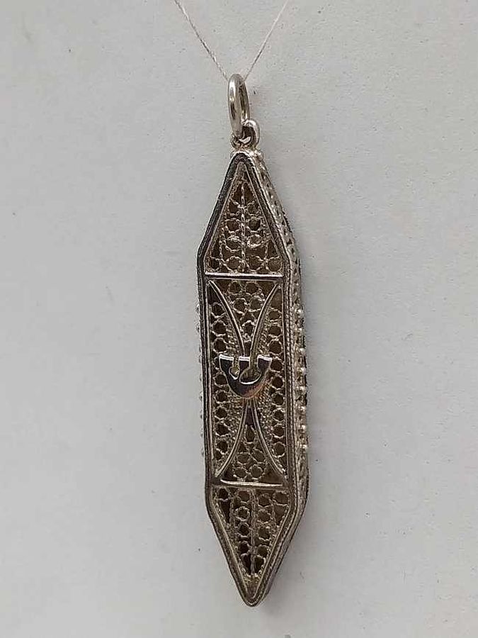 Mezuzah Pendant Filigree Long - Image 3