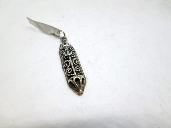 Mezuzah pendant oxidized filigree - Image 2