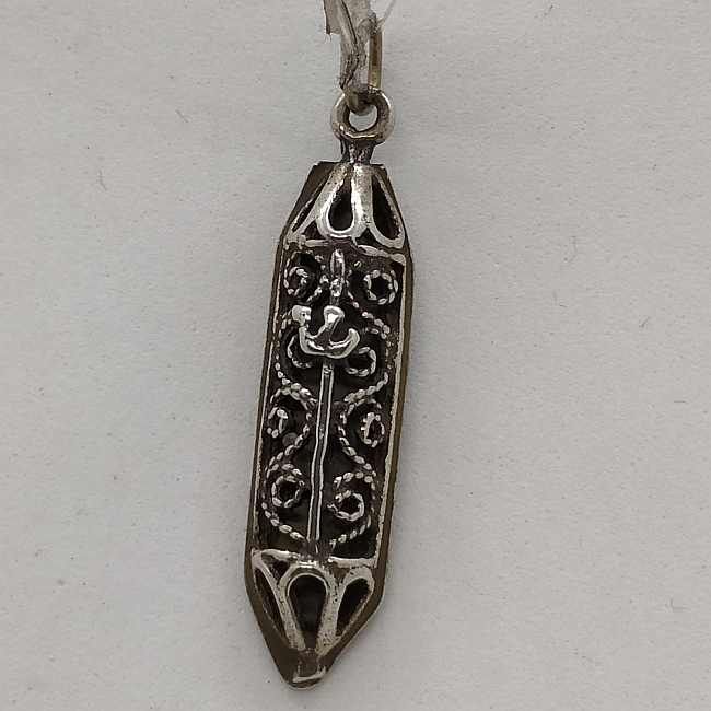 Mezuzah pendant oxidized filigree - Image 3