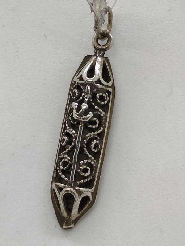 Mezuzah pendant oxidized filigree - Image 4