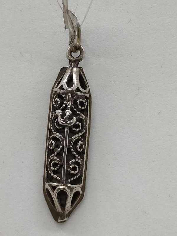 Mezuzah pendant oxidized filigree - Image 5