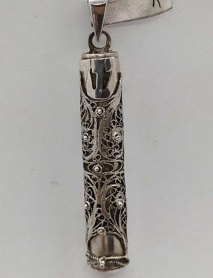 Huge Filigree Mezuzah Pendant - Image 3