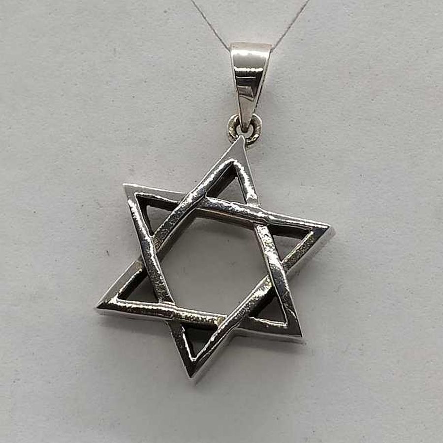 Traditional heavy masculine style Magen David Star Pendant Medium handmade Suitable for men. Dimension 2 cm X 2.4 cm X 0.35 cm approximately.