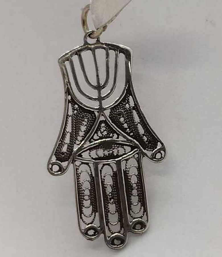 Chamsa Pendant Filigree Menorah - Image 3