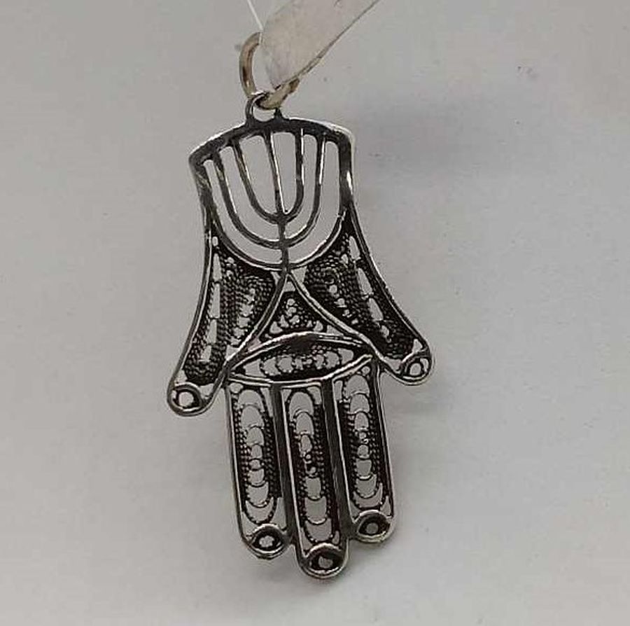 Chamsa Pendant Filigree Menorah - Image 4