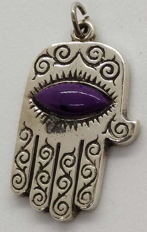 Chamsa Pendant Purple Eye - Image 3