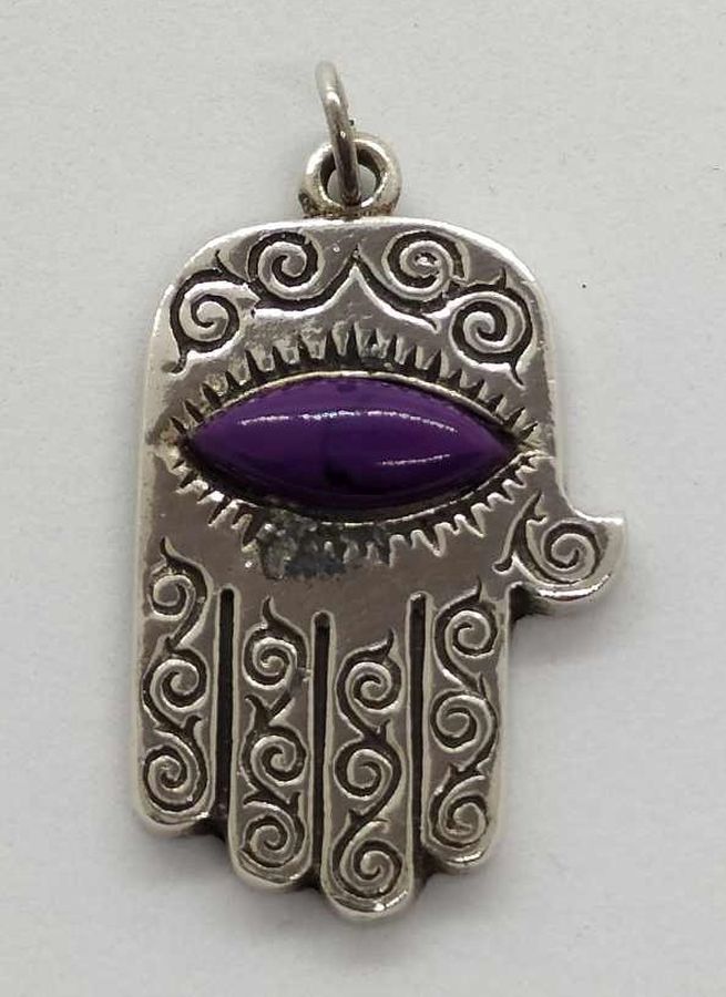 Chamsa Pendant Purple Eye - Image 4