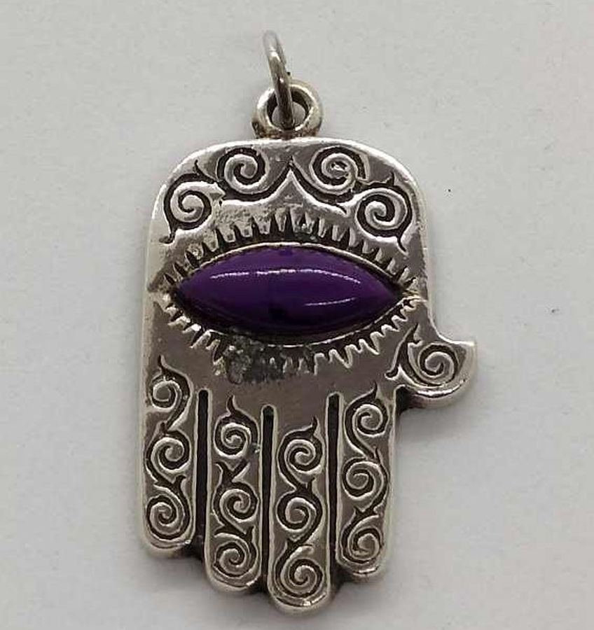 Chamsa Pendant Purple Eye - Image 5
