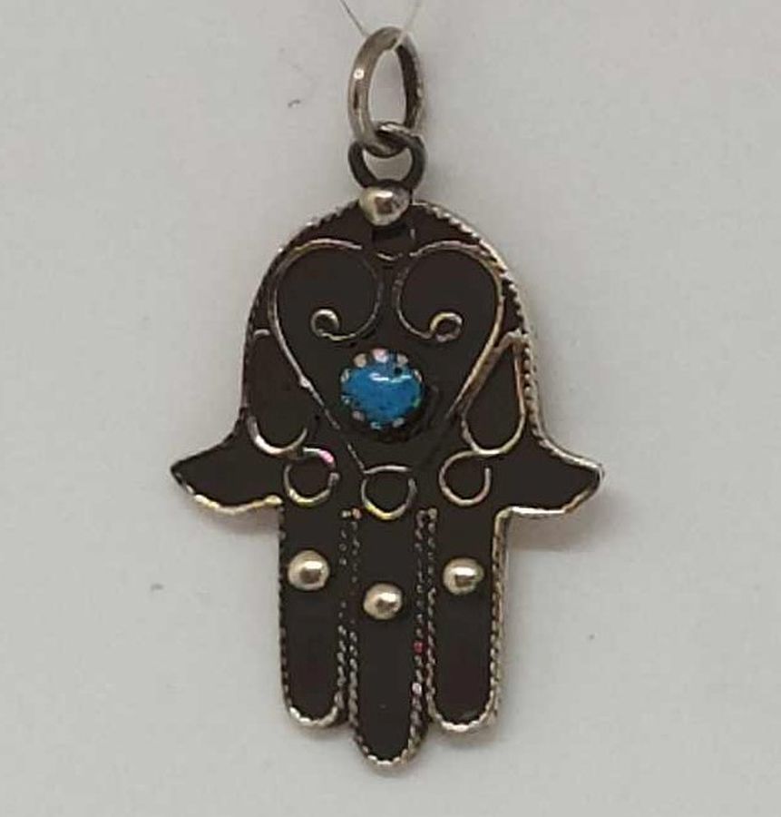 Chamsa Pendant Filigree Turquoise - Image 4