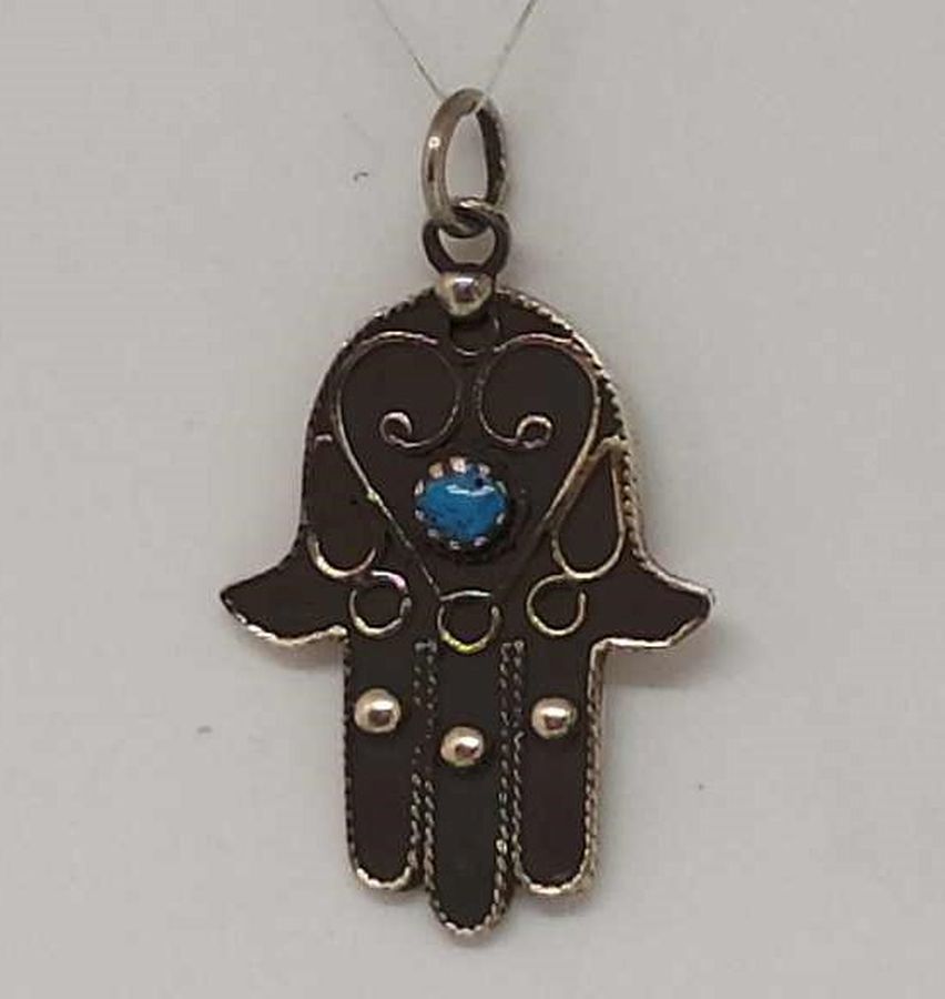 Chamsa Pendant Filigree Turquoise - Image 5