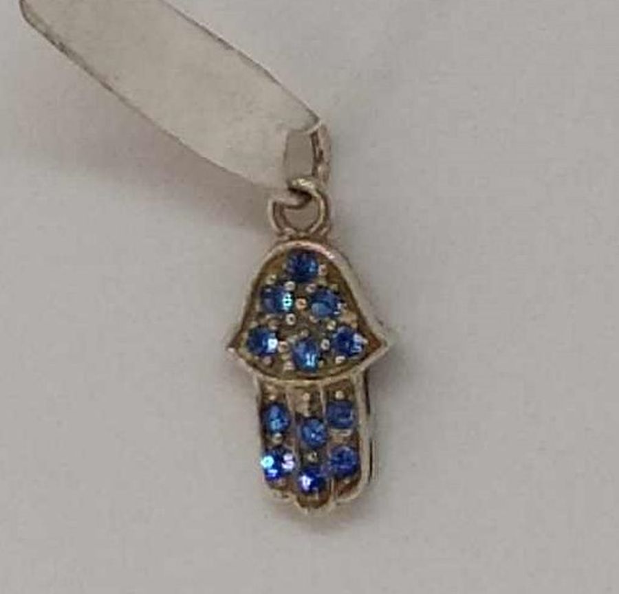 Hamsa Pendant Blue Crystals - Image 3