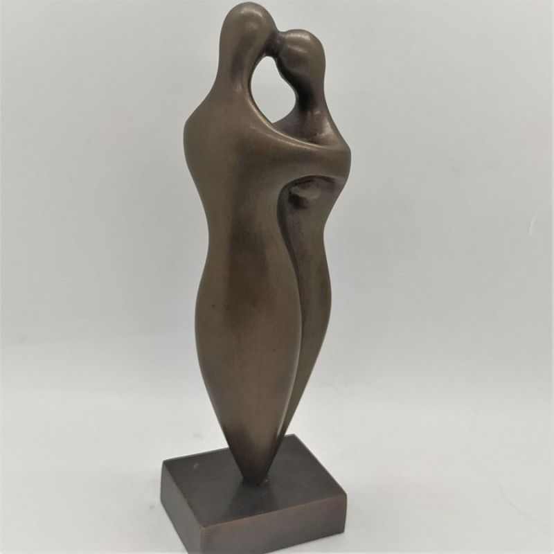 Original handmade Bronze Sculpture Tango Dancers, a romantic tango dancers couple handmade by D. Jaron 5.3 cm X 6.4 cm X 17.9 cm.