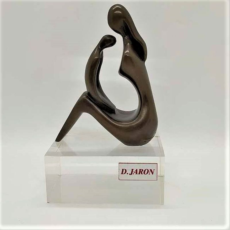 Bronze Sculpture Mother Playing with her child sitting on her knees. D.Jaron has transmitted through the metal the mother and child mood.
