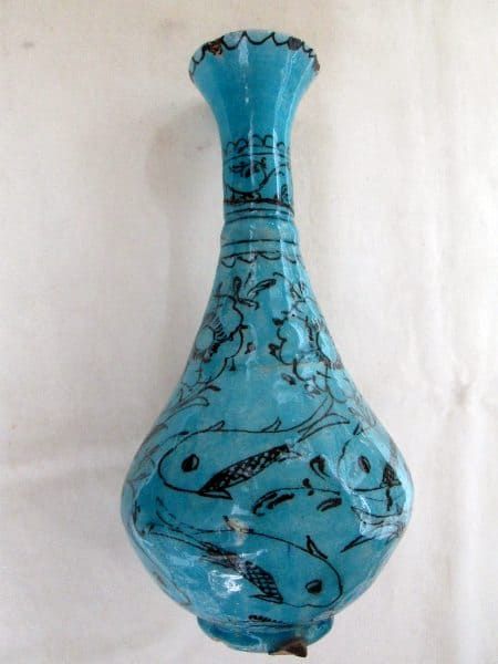 Glazed Ceramic Vase Flower & Fishes - Image 2