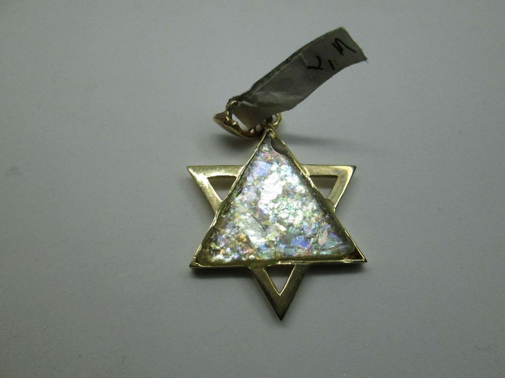 Gold MagenDavid Pendant RomanGlass - Image 3